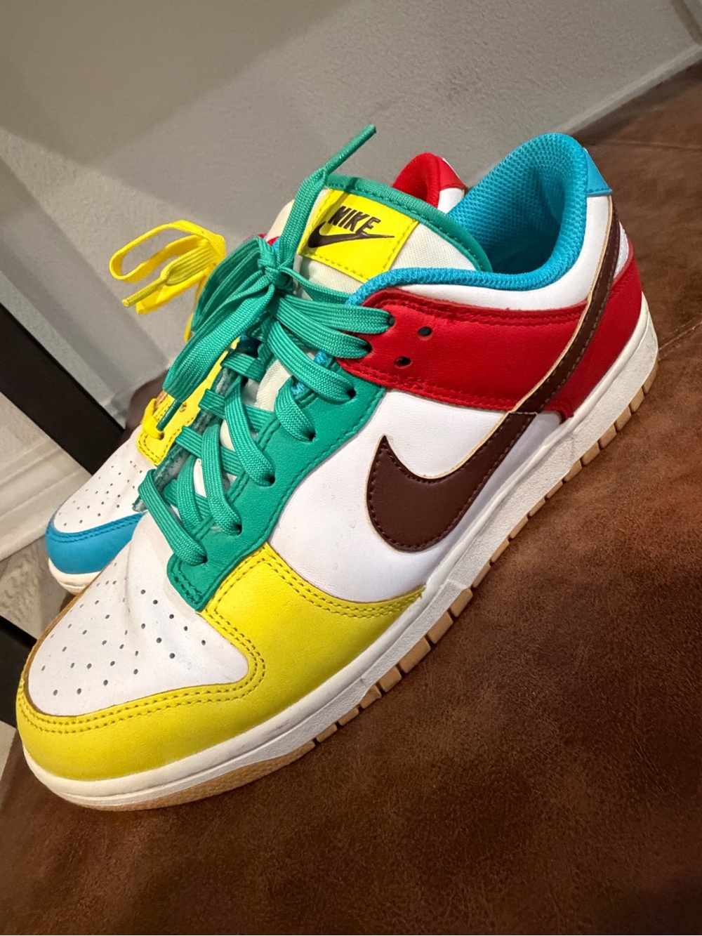 Nike Dunk low Colorblock Low-Top Sneakers in Yellow, Teal, Red, Brown, Blue